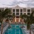 a pool in front of a building